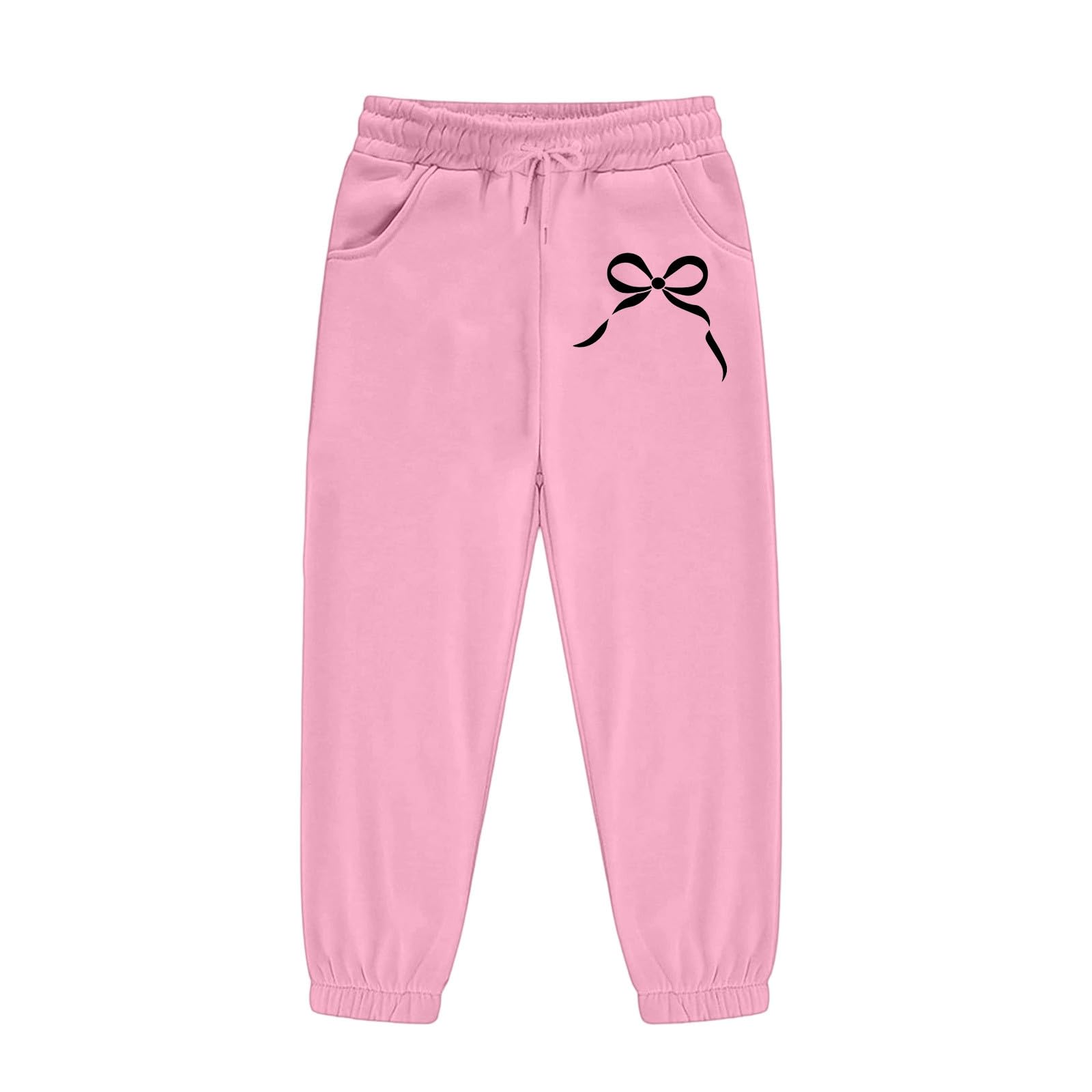Jogginganzug Mädchen Jungen Zweiteiliger Trainingsanzug Schleifen Druck Freizeitanzug Einfarbig Sportstyle Set Langarm Kapuzenpullover Hoodie mit Jogginghose Y2K Kinder Sportkleidung