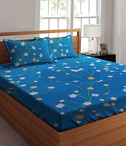 Image of Super Soft All Round (Elastic Fitted) Single Bed Bedsheet with 1 Pillow Cover- 4 Feet x 6 Feet - 48 Inches x 72 Inches x 6 Inches-Single