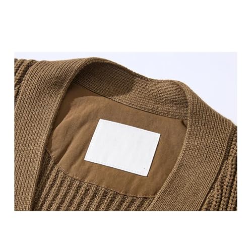 Men's Knitted Cardigan Sweater Casual Loose Large Size Knitted Sweater Cardigan Lightweight V Neck Outerwear Coffee4