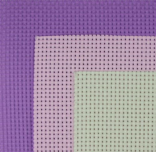 Image of KCS 3 pc of 15 inch x 18 inch(38cmx45cm) Counted Cross Stitch Cotton Aida Cloth Needlework Rolled Fabric Box,11CT,Lavender+Pink+Light Green
