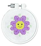 Janlynn 21-0984 Round Kid Stitch Flower Power Mini Counted Cross Stitch Kit, 3-Inch