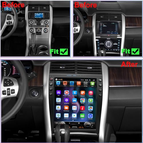 QLED 8-Core Radio Upgrade for Ford Edge 2011 2012 2013 2014,Touch Screen Stereo,Support Carplay and Android Auto,Free Back Camera