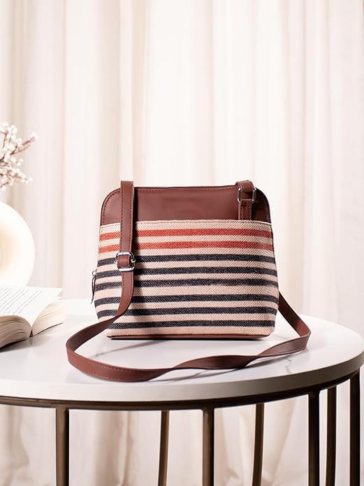 Printed Vegan Leather Sling Bag for Women – Stylish Crossbody Handbag with Adjustable Strap, Lightweight Purse for Travel & Everyday Use