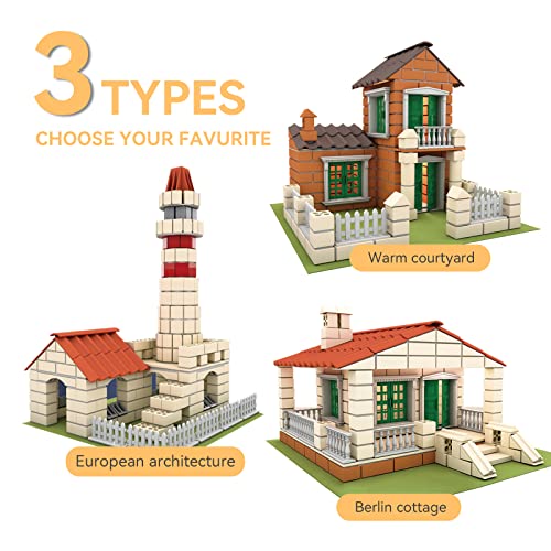 Zarkeet Diy Mini Educational Cement Bricks Construction House Learning Toys For Boys, Environmental Protection Material Building (Blocks Accessories/Cements/Tools), Gifts For 6+Years Childs (208Pcs) #TOP6