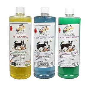 Swacch Pet Shampoo (Lemon) + Deodorizer (Jasmine) + Stain Remover (Lavender) 1 Litre Each