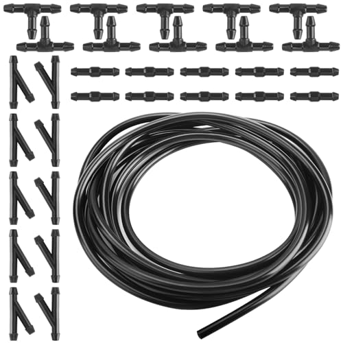 Car Windshield Washer Hose Kit,4M/13Ft Rubber Washer Fluid Hose with 30 Pcs T/Y/I-Type Connectors, Auto Windshield Wash Repair Accessories Kit for Vehicle Maintenance