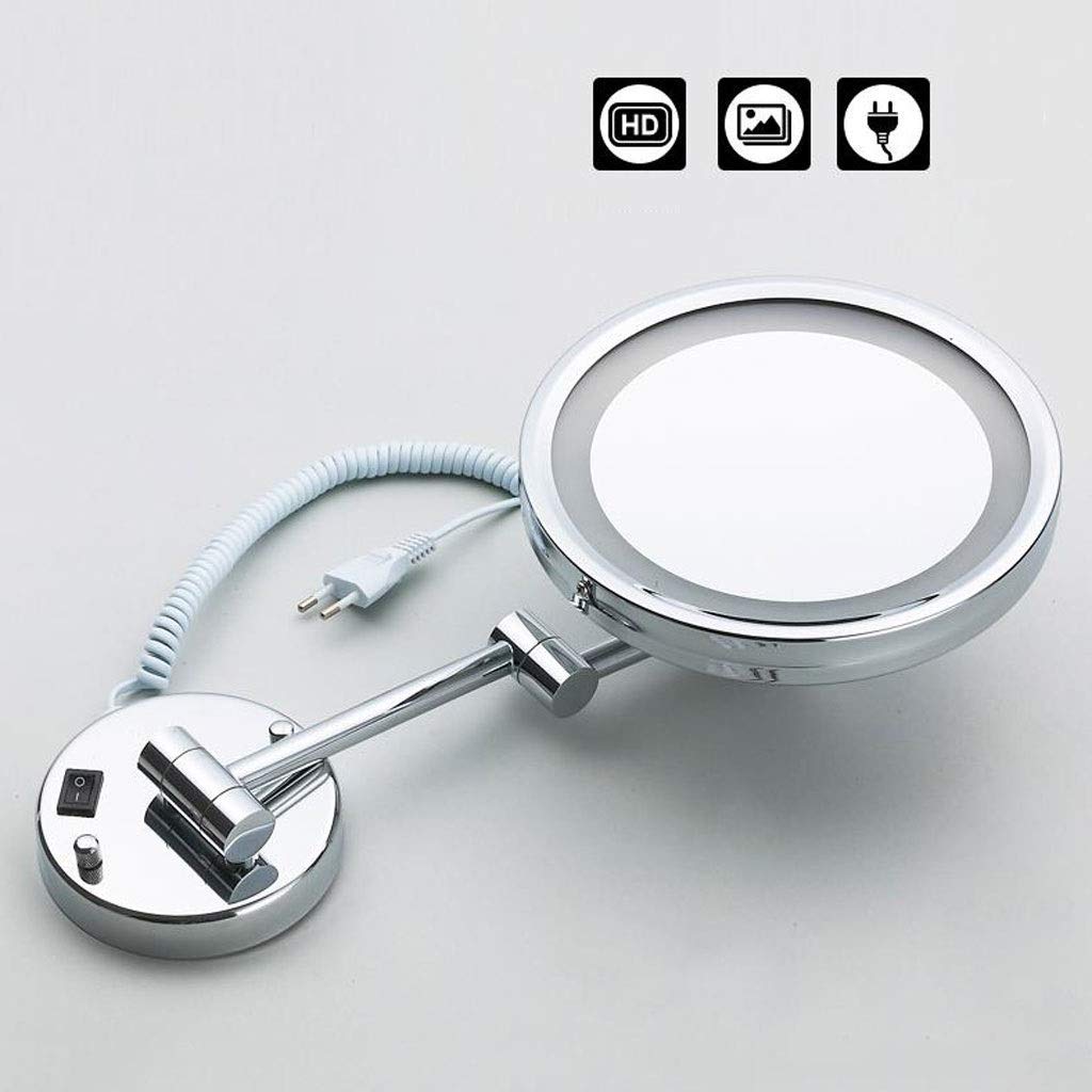 Espejo de tocador, Espejo de Maquillaje, Espejo de tocador con iluminación LED, Montaje en Pared, Espejo cosmético con Aumento 3X, Extensible de una Cara para baño, Espejo cosmético/B