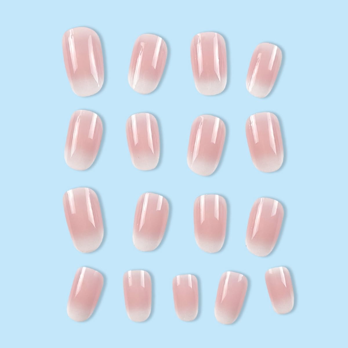 JUSTOTRY 24 Pcs Glossy Milky and Pink Solid Press on Nails Short Designs,False Nails Oval,French Almond Stick on Nails for Women and Teens,Pretty Fake Nail for Girls Nail Art — view 3