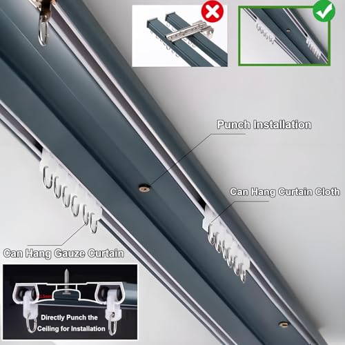 Double rail plafond aluminium robuste de 4,8 m pour suspendre sans fléchir