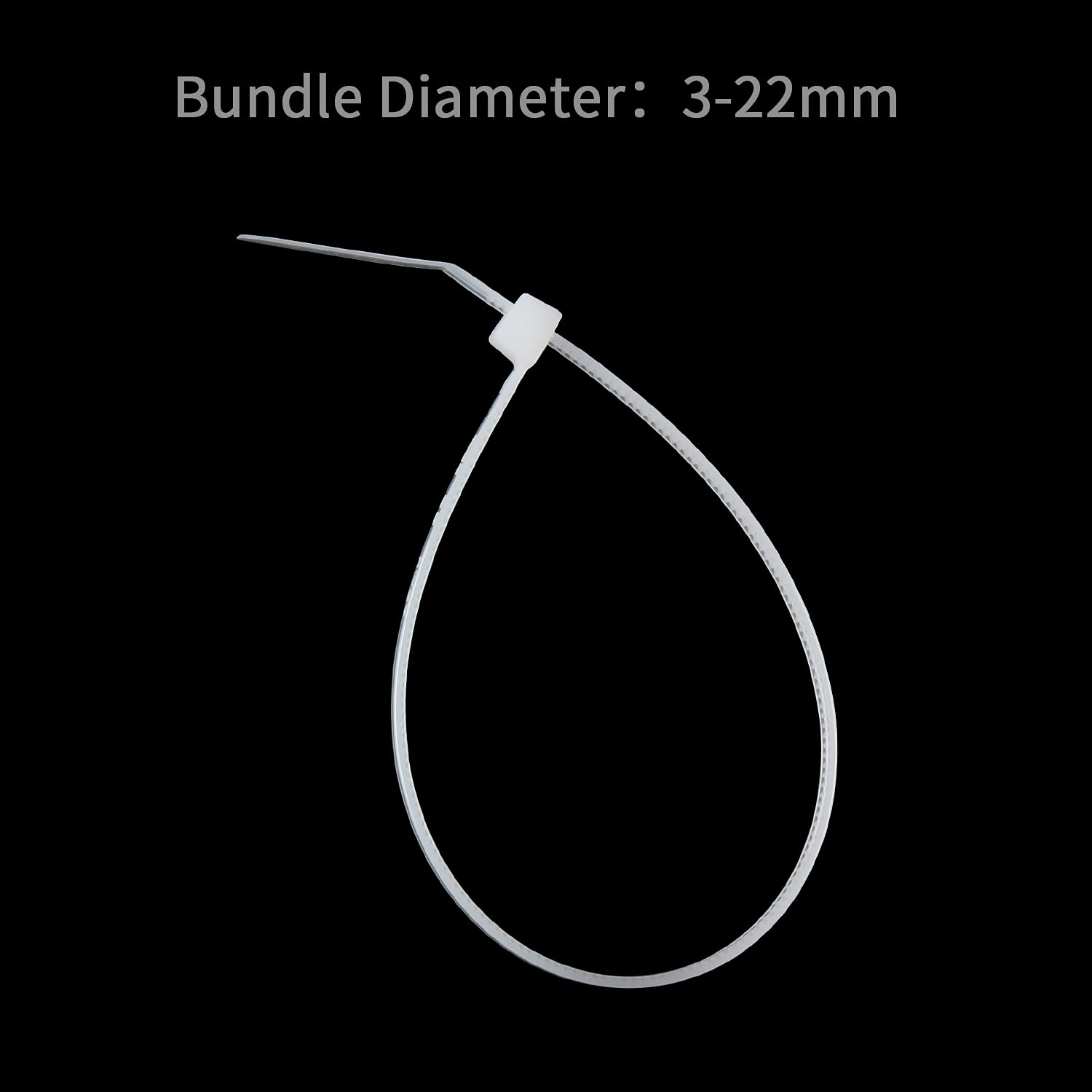 1000 Stück Nylon Kabelbinder, 4 Zoll (ca. 10 Cm), Reißverschlussbinder Selbstschließend, 9 Kg Zugfestigkeit, Weiß