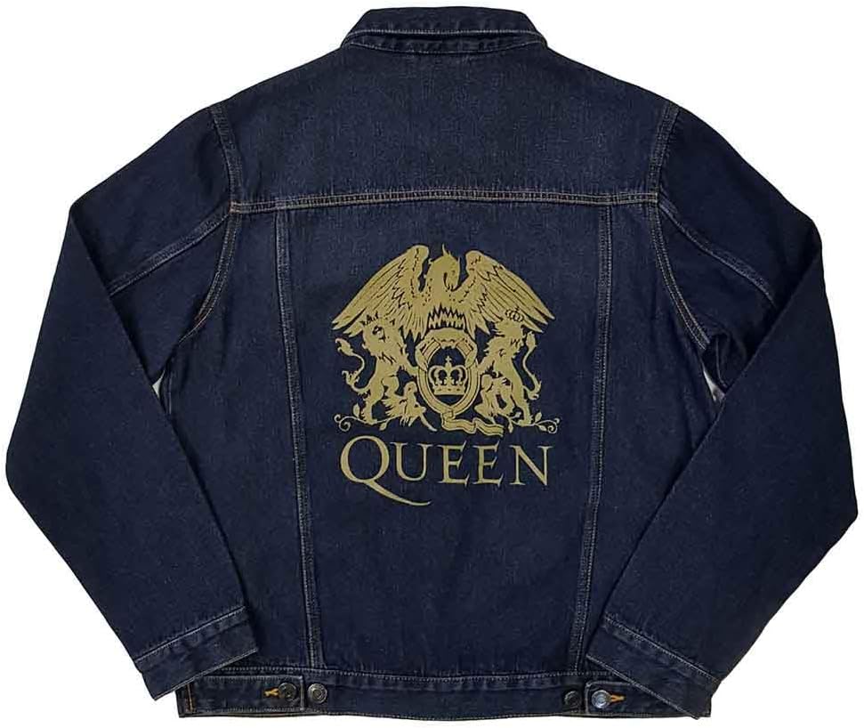 Queen Denim Jacket Classic Crest Band Logo Freddie Mercury Official Unisex Size M