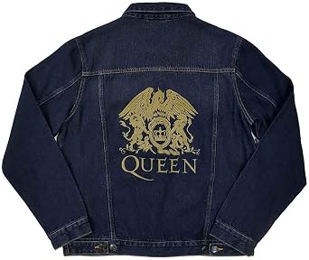 Rock Off officially licensed products Mens Queen Classic Crest Back Print Denim Jacket Denim