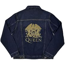 Mens Queen Classic Crest Back Print Denim Jacket Denim