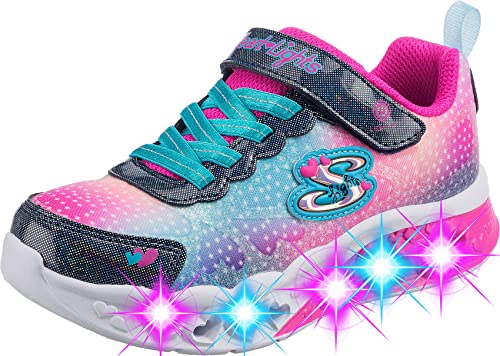 Skechers Flutter Heart Lights Simply Love, Zapatillas Niñas, Navy Synthetic Mesh, 30 EU