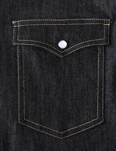 JOGAL Mens Western Cowboy Shirts Long Sleeve Denim Pearl Snap Shirts Regular Fit Work Shirts4