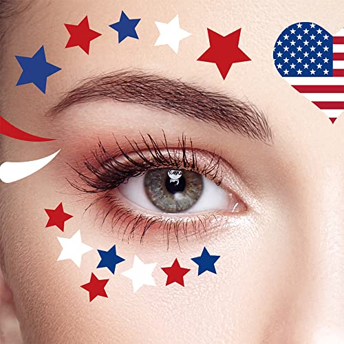 4Th Of July Temporary Tattoos Stickers Independence Day Face Tattoo 20 Sheets Flag Decals Eye Makeup Sticker Red Blue White Usa Flag Star Stickers Patriotic Body Art Decoration Tattoo Stickers #TOP1