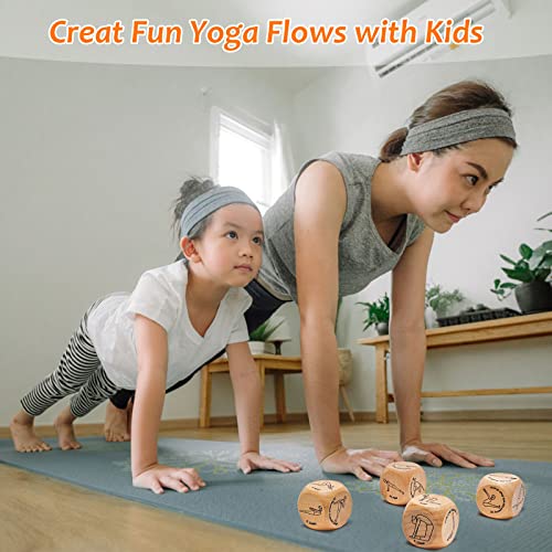 Yoga Dice in Wooden Gift Box with Practice Guide, 8 Workout Exercise Dice, Tons of Possible Combinations, Yoga Accessories Gifts for Beginners Women, Mindfulness Meditation Gifts, Fitness Dice