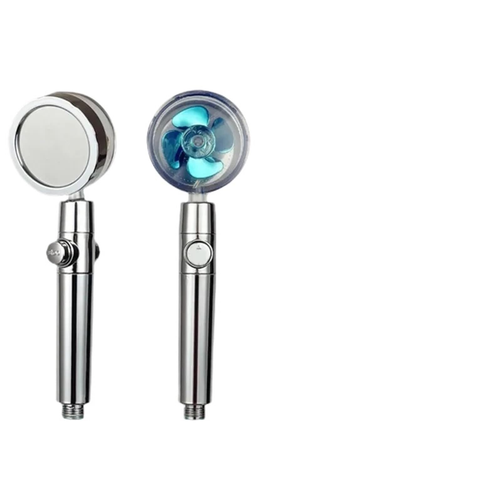 Mqfbnnp Classic-Blue Shower Head Shower Head High Pressure Twin Turbocharged Handheld Turbo Fan Propeller One-Key Stop Massage Showerhead(Classic-Blue)