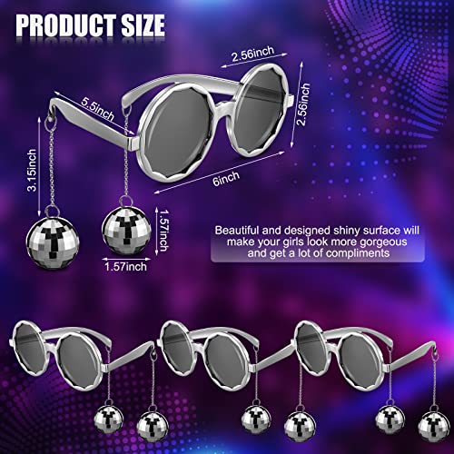 Oudain 9 Pairs Retro Disco Ball Glasses Funny Party Sunglasses 70s Disco Silver Chain Glasses for Women Girls Party Favors2