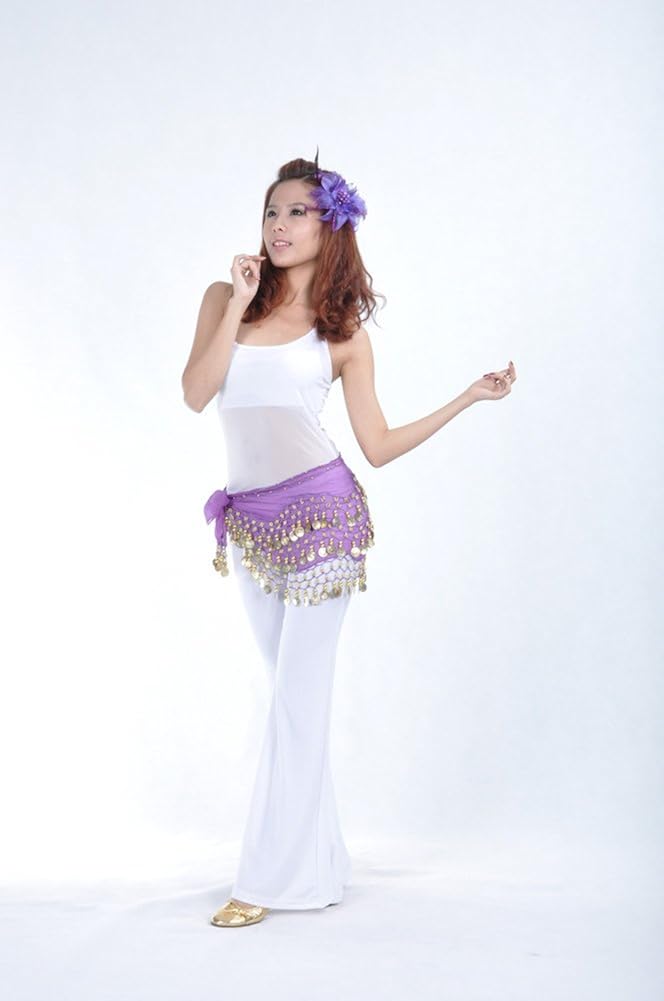 Vista 3 de Mujeres Gasa Colgando Monedas Oro Danza Vientre Cadera Falda Bufanda Cinturón Envoltura