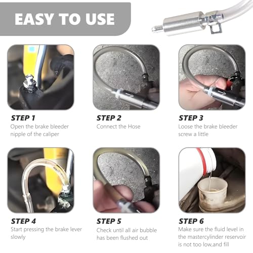 GXAHSOL Bremse Entlüften Schlauch, Motorrad Bremse Bleeder, One Way Valve Tube Bleeding Tools für MotorräDer, Hydraulischer BremsenentlüFter