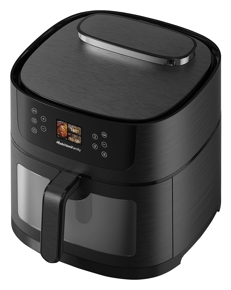 Melchioni Family DORA AI Friggitrice ad Aria 8L con Intelligenza Artificiale riconoscimento cibo e Vapore Soft | 24 Programmi Preimpostati, Cassetto con Finestra, Luce Interna, Potenza 1800W