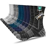 Niorasen Mens Socks 5 Pairs, Cushioned Breathable Work Socks, Performance Walking Crew Thermal Sock Men Women for Hiking Running Sports Trainer Athletic Outdoor Trekking Multicolor 12-15