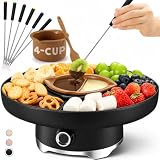 LUSHYUM Electric Chocolate Fondue Pot Set, 4-Cup Chocolate, Rotating Tray