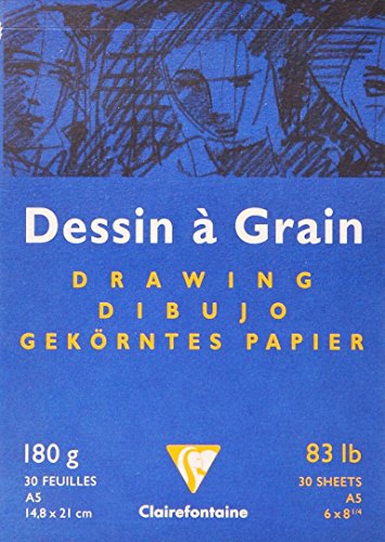 CLAIREFONTAINE Bloco de Desenho Dessin à Grain A5 180G/M², Branco