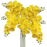 30 Inch Yellow Orchids Artificial Flowers Real Touch Phalaenopsis Spray Artificial Orchid Stems with