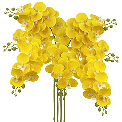 30 Inch Yellow Orchids Artificial Flowers Real Touch Phalaenopsis Spray Artificial Orchid Stems With 12 Orchid Flowers Fake Phalaenopsis Tall Faux Flower Arrangement For Home Decor Party Wedding Decor #TOP7