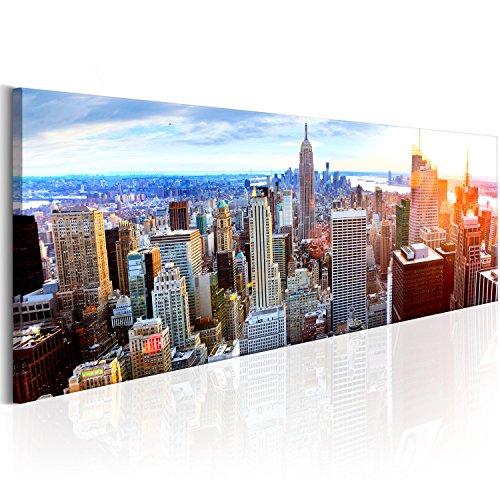 artgeist Acoustic Canvas Wall Art Print New York 53x18 in - 1pcs Picture with Acoustic Foam Sound Print Artwork Room Acoustics Soundproofing NY d-B-0189-b-b