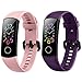 Yishark Cinturino di Ricambio per Honor Band 5 / Honor Band 4 Smartwatch Activity Tracker Cinturino per Orologio Fitness Tracker Contapassi (Rosa + Viola)