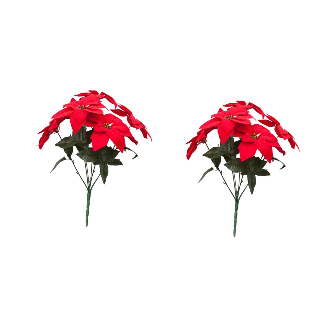 Ciieeo 2piezas Adornos Artificiales De Poinsettia para Decoración Navideña Cabezas De Flores Simuladas para Árboles y De Mesa para Especiales