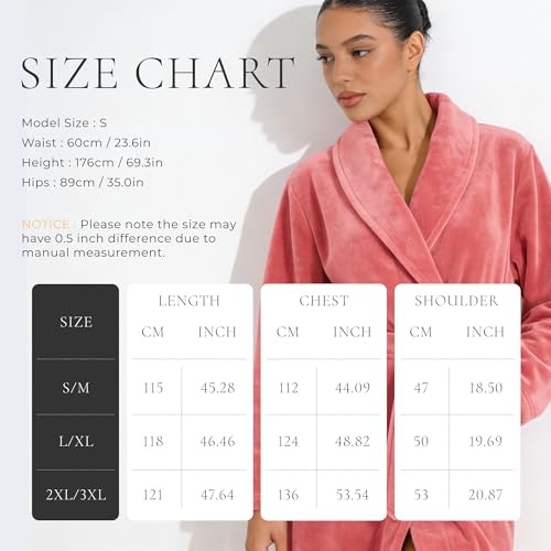 Image of HEARTNICE Womens Fleece Robes, Soft Plush Long Bathrobe, Thick Kimono Robes for Womens, Warm House Coat