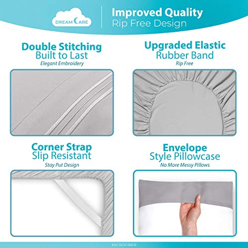 image for DREAMCARE 6 Piece Deep Pocket Sheets Microfiber Sheets Bed Sheets Bedd
