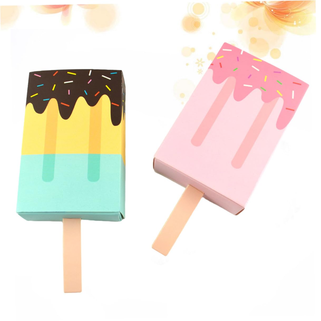 100 Pezzi Scatole di Carta Forma Gelato Cassetto per Confezionare Caramelle e Biscotti Colore Blu e Rosa per Festa di Compleanno e Attività Creative