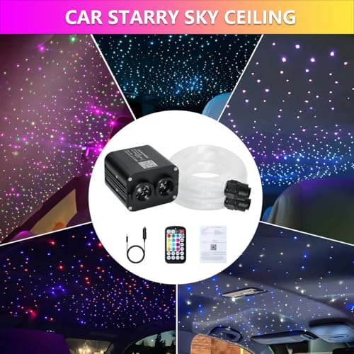 Image of Starlight Headliner Kit,Twinkle + Music Sync Dual Color Fiber Optic Star Ceiling Lights with APP Remote Control, RGBW Star Lights for Car /Home Ceiling Decor, 1300pcs 9.8ft
