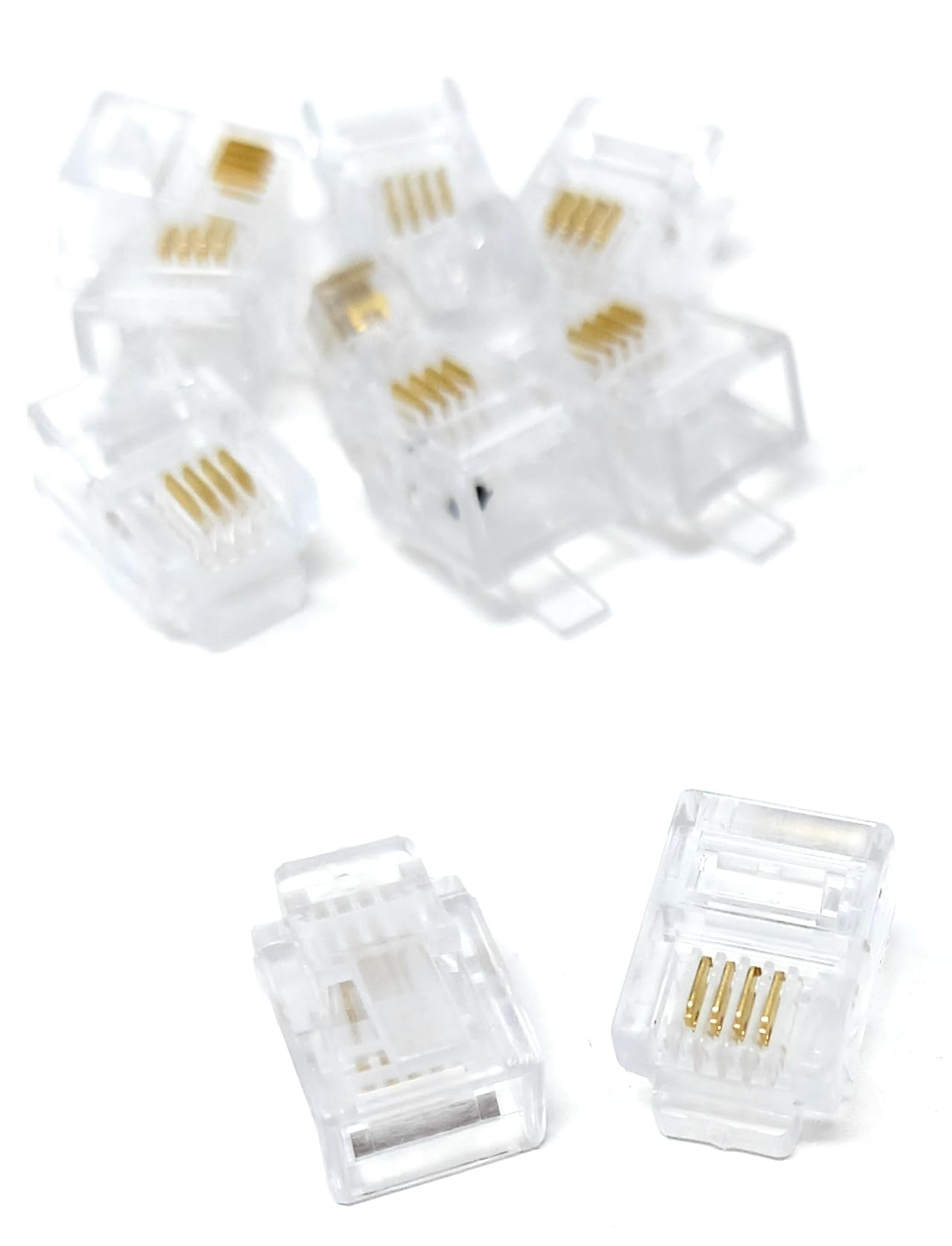 DRUT 10pcs. RJ11 6P4C Crimps Ends 4 pins Plugs for Crimping ADSL DSL Broadband Telephone Cables Leads