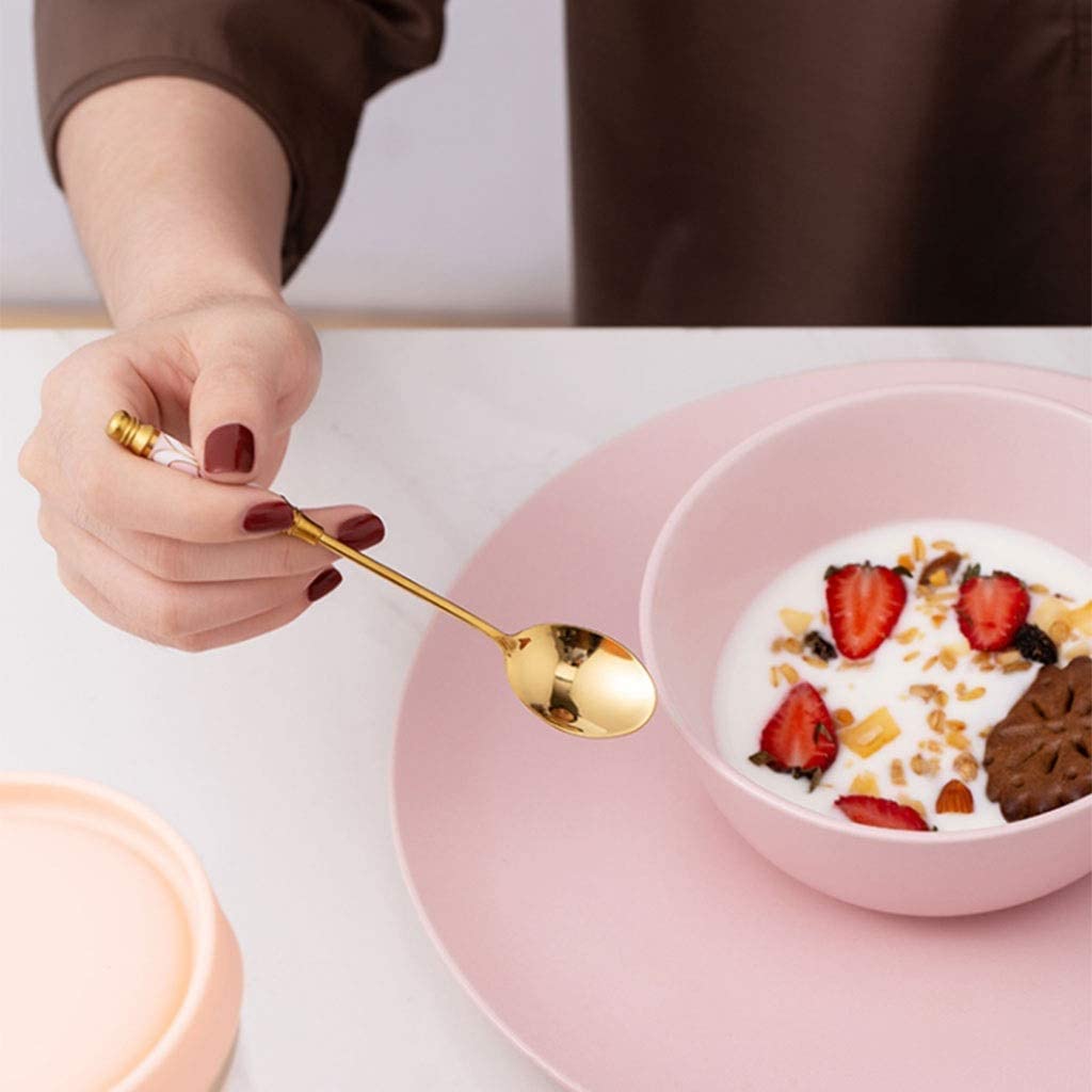 Löffel Restaurants Edelstahllöffel, 6-teiliger Exquisiter Kaffeelöffel Mit Langem Griff, Für Küche, Restaurant, Dessertlöffel, Besteck, 5,51 Zoll Esslöffel Hause(A)