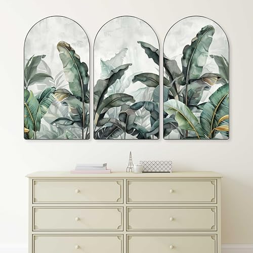 Image of Livin'luxe Set of 3 Tropical Banana Leaf Wall Painting for Living Room, Bedroom, Hotels - Big Size Stylish Ftrame 50 inch x 30 inch Wall Art for Home Decoration RPNL-22