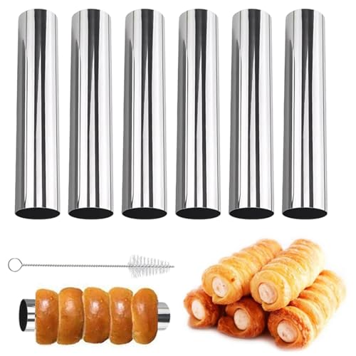 WUSJCOF 6 pezzi Stampi per Cannoli Siciliani,Antiaderente,Acciaio Inossidabile,Stampo Cremoso,Stampi Tubi