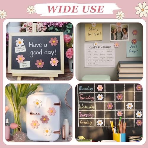 Set de 24 imanes decorativos flor grandes rosa y blanco miniatura 5
