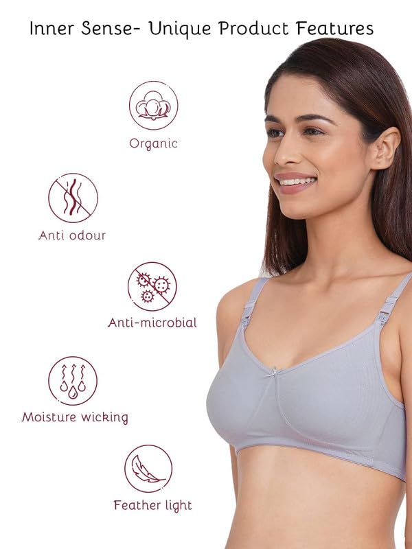 Image of Inner Sense Organic Cotton Bamboo Feeding Bra for Women Full Coverage I Non Padded Encircled Nursing Bra for Women with Side Support and Wirefree Design (Combo Pack)