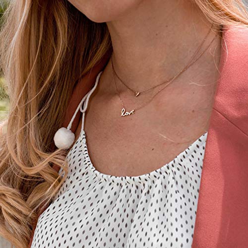 Myears Women Word Love Necklace Gold Cursive Pendant 14K Gold Filled Chain Dianty Boho Beach Simple Handmade Jewelry Gift #TOP1