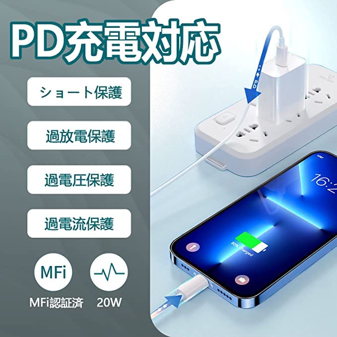 Amazon.co.jp: MFi認証 iPhone充電 ケーブル 純正 1メートル PD USB-C