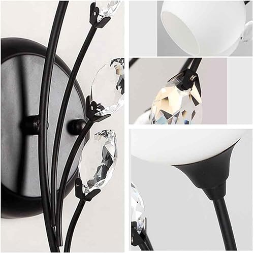 Miniatura 4 de American Country - Lámpara de pared de cristal retro con pantalla de vidrio, lámpara de pared de hierro de metal rústico para dormitorio, pasillo,