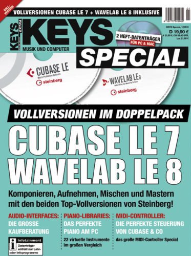 Preisvergleich Produktbild KEYS Special 1 / 2015 Cubase LE 7 + Wavelab LE 8 Vollversionen