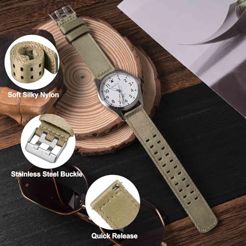 Image of WOCCI Double Holes Nylon Watch Bands, Silky Nylon Straps, Quick Release, Compatible Watch Lug Width 18mm 20mm 22mm