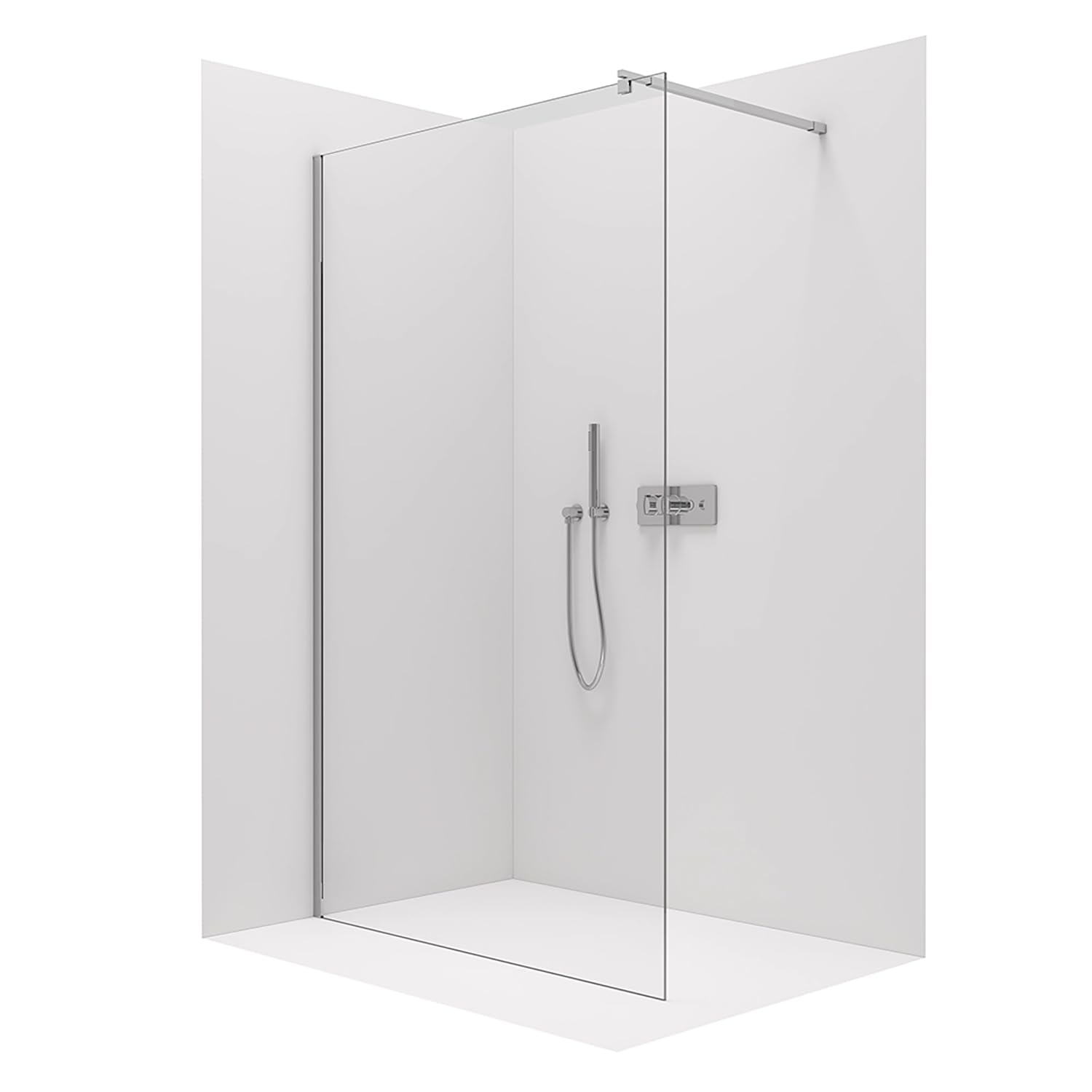 Box Doccia Walk-In 70cm Altezza 200cm Vetro Temperato Trasparente da 8mm con Trattamento Anticalcare